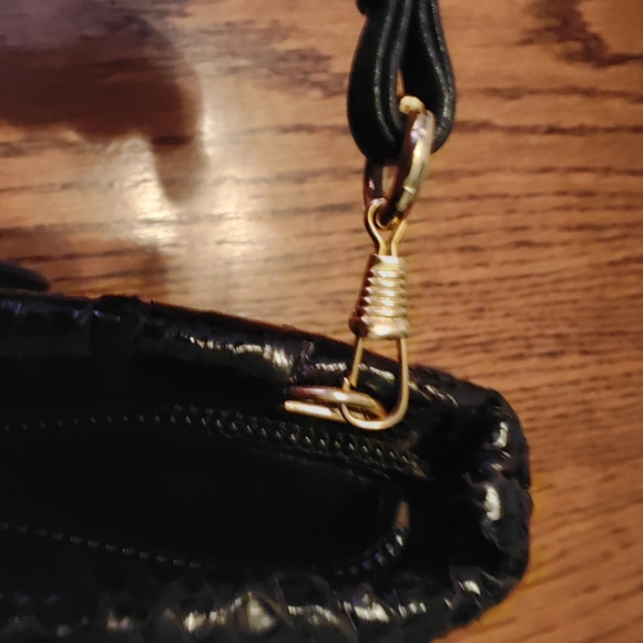 NWOT VINTAGE Pantera Black Snakeskin Leather Crossbody Bag Purse Clutch - Picture 7 of 9